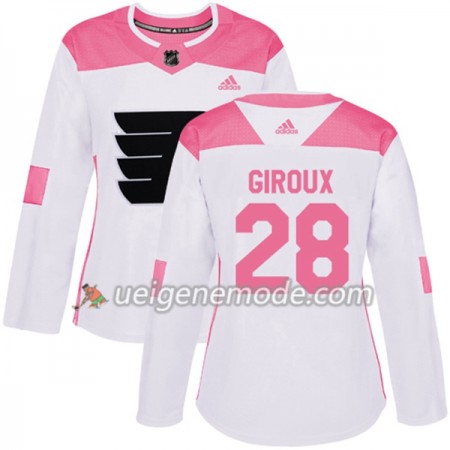 Dame Eishockey Philadelphia Flyers Trikot Claude Giroux 28 Adidas 2017-2018 Weiß Pink Fashion Authentic